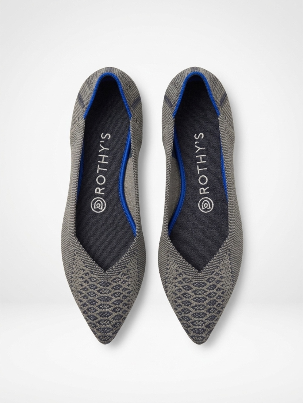 Rothy's Women's Pointed Toe Flats Size W 7.5 Gray Patterned Knit